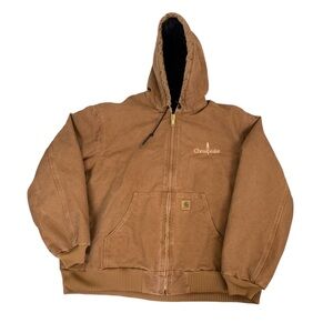 Carhartt canvas hooded coat men’s size 2xl J130 brn